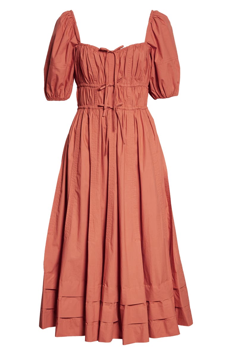 Ulla Johnson Palma Puff Sleeve Cotton A-Line Dress, Alternate, color, 
