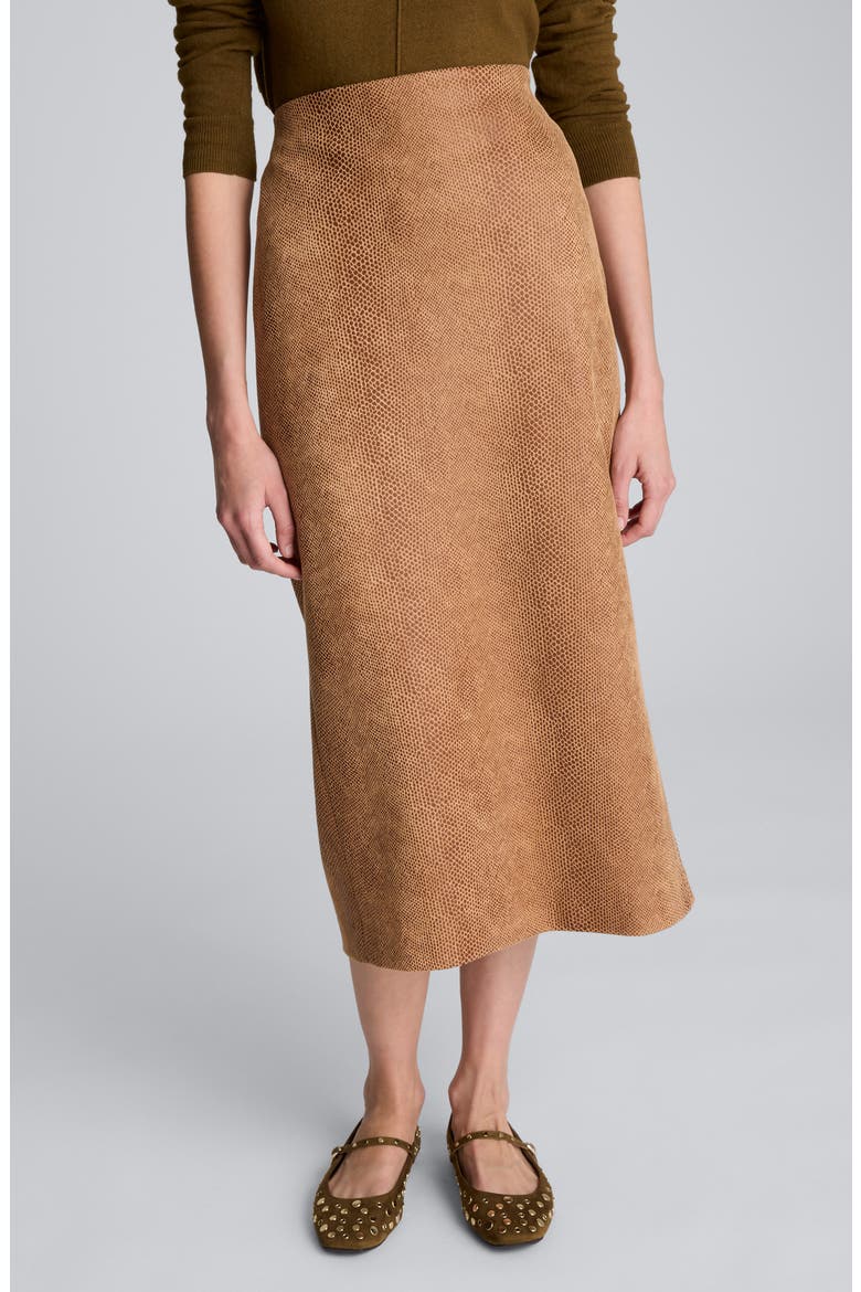 Pull-On High Waist Midi Skirt, Main, color, RICH UMBER MULTI