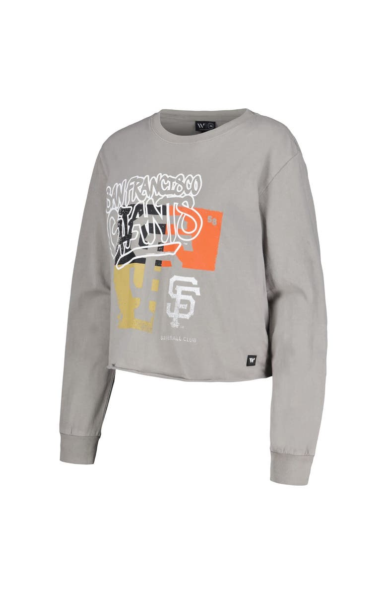 THE WILD COLLECTIVE Women's The Wild Collective Gray San Francisco Giants Cropped Long Sleeve T-Shirt, Alternate, color, Gray