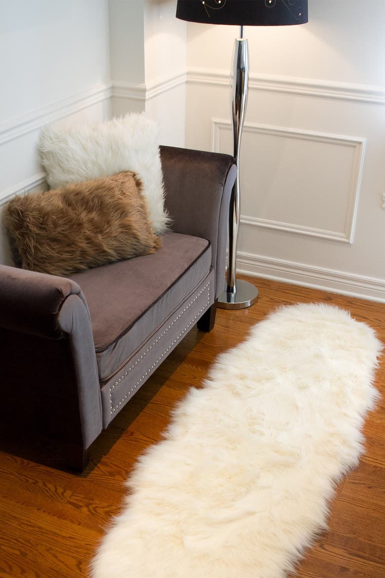 Gordon Faux Sheepskin Throw - 2' W x 6' L - Off White, Alternate, color, OFF WHITE