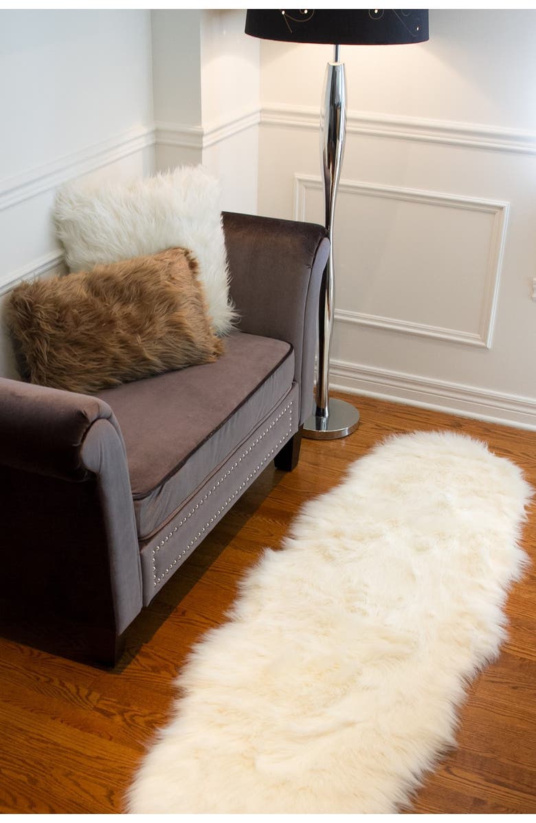 LUXE Gordon Faux Sheepskin Throw - 2' W x 6' L - Off White, Alternate, color, Off White