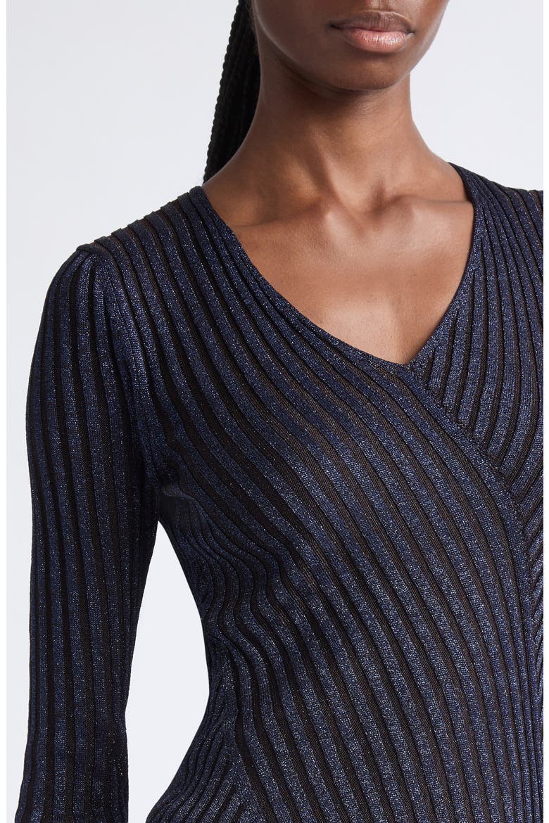 Ribbed V-Neck Sweater, Alternate, color, S72RB
