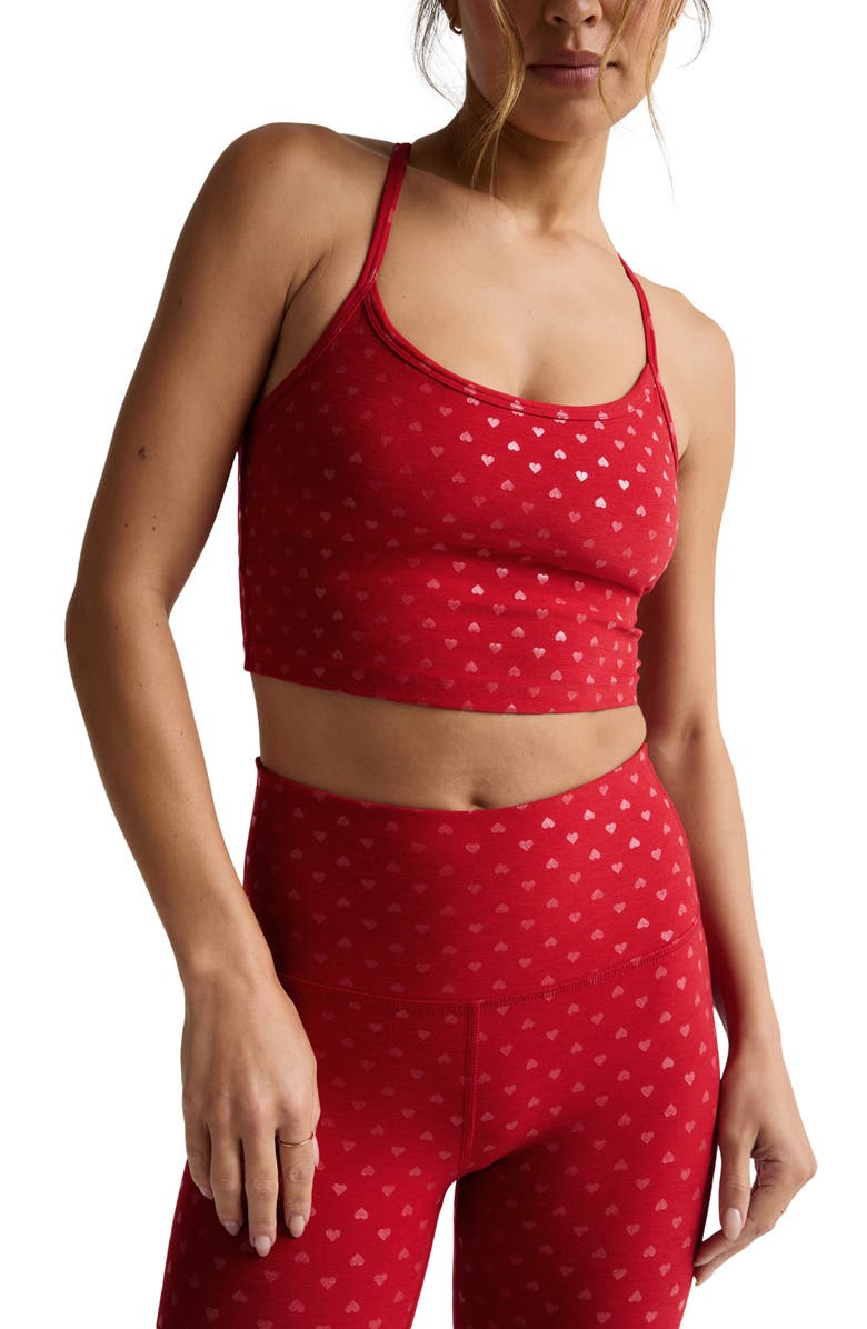 Beyond Yoga Softshine Midi High Waist Leggings, Alternate, color, Holly Red Ditsy Hearts