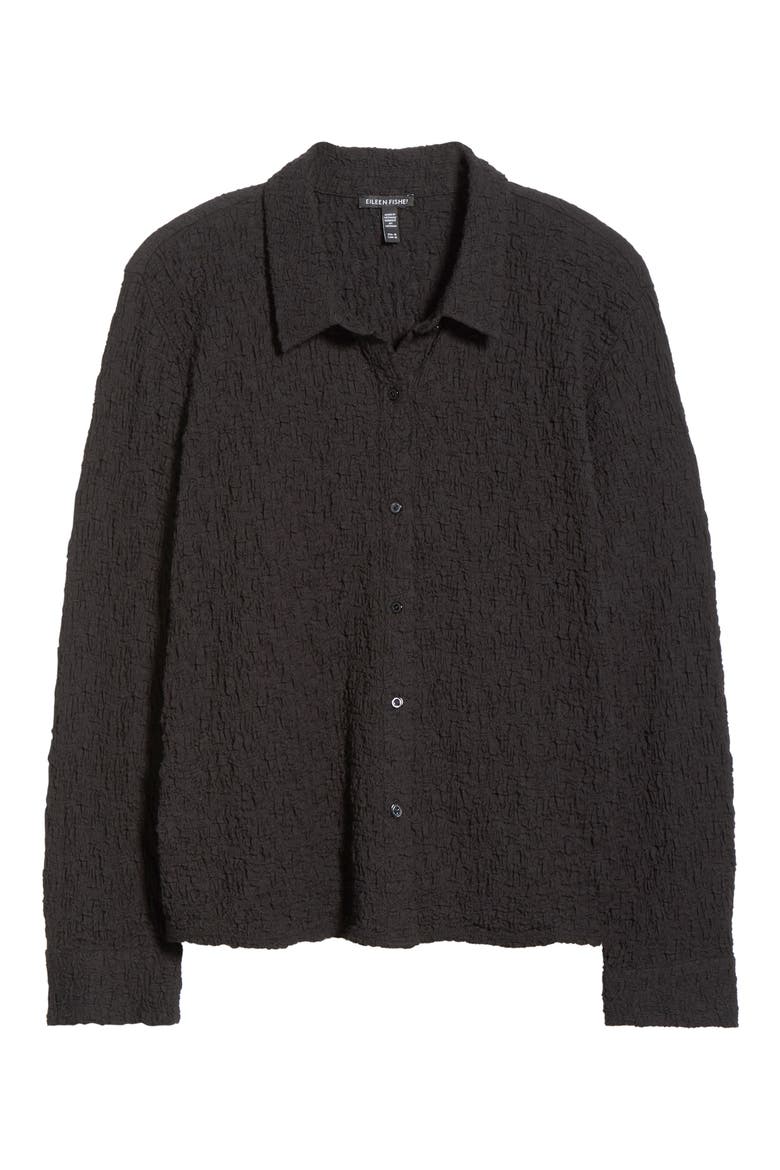 Classic Collar Stretch Organic Cotton Blend Button-Up Shirt, Alternate, color, BLACK