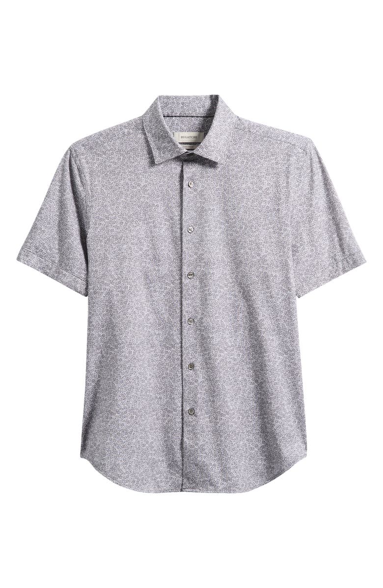 Bugatchi Miles OoohCotton<sup>®</sup> Floral Short Sleeve Button-Up Shirt, Main, color, Graphite