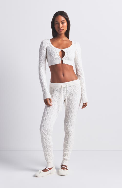 Skims Cable-knit Snow Bunny Cropped Cardigan In White
