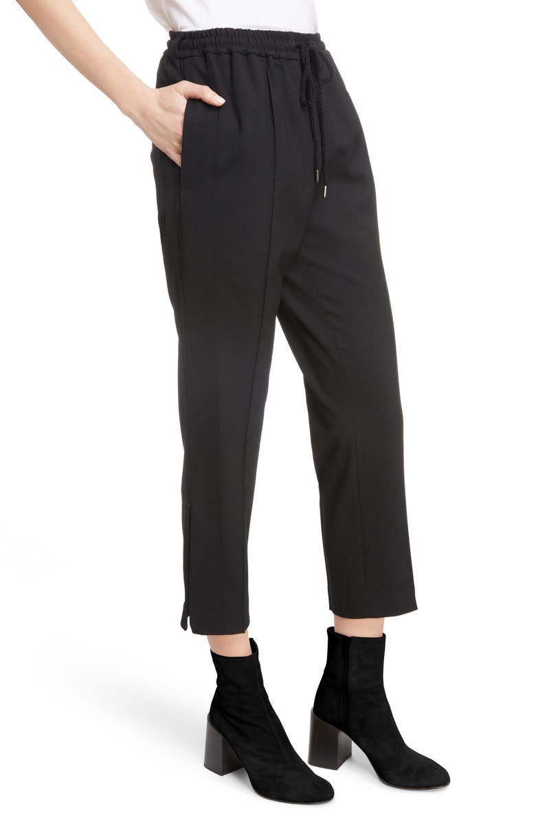 Y's by Yohji Yamamoto Stretch Twill Drawstring Pants, Alternate, color, 