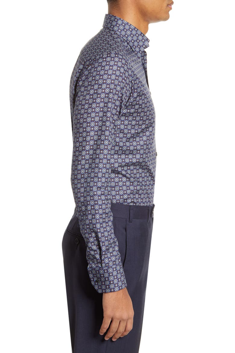 Slim Fit Medallion Dress Shirt, Alternate, color, BLUE