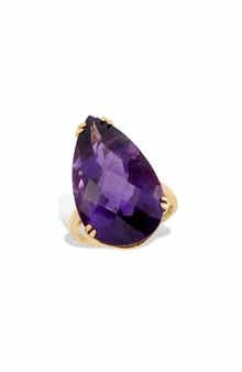 SAVVY CIE JEWELS Amethyst Pear Statement Ring