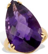 SAVVY CIE JEWELS Amethyst Pear Statement Ring