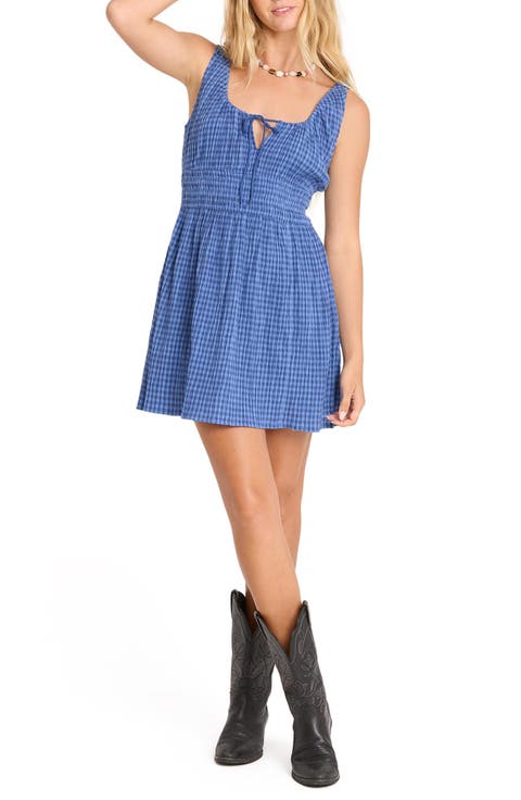 Twilight Dreamer Gingham Smocked Minidress