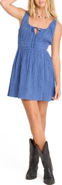 Billabong Twilight Dreamer Gingham Smocked Minidress