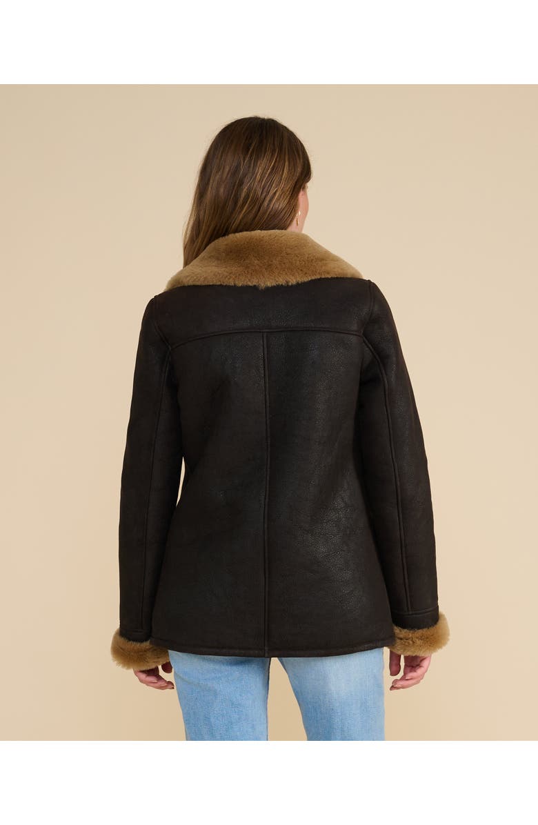 Furniq UK Chelsea Shearling Peacoat, Alternate, color, Brown