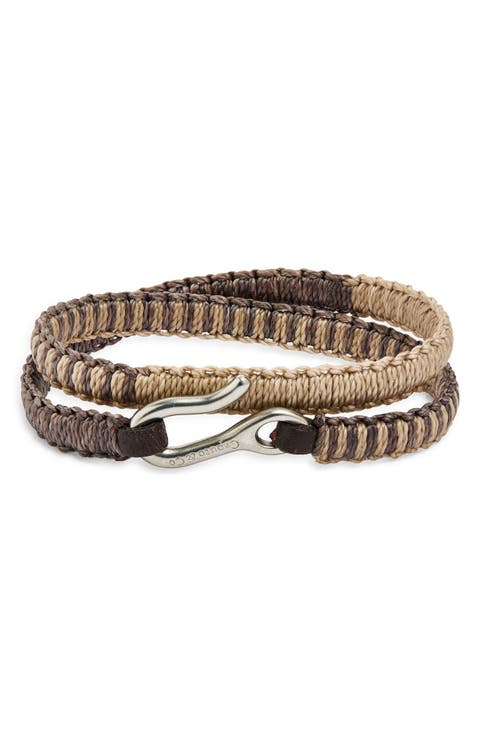 Men's Hand Knotted Leather Double Wrap Bracelet