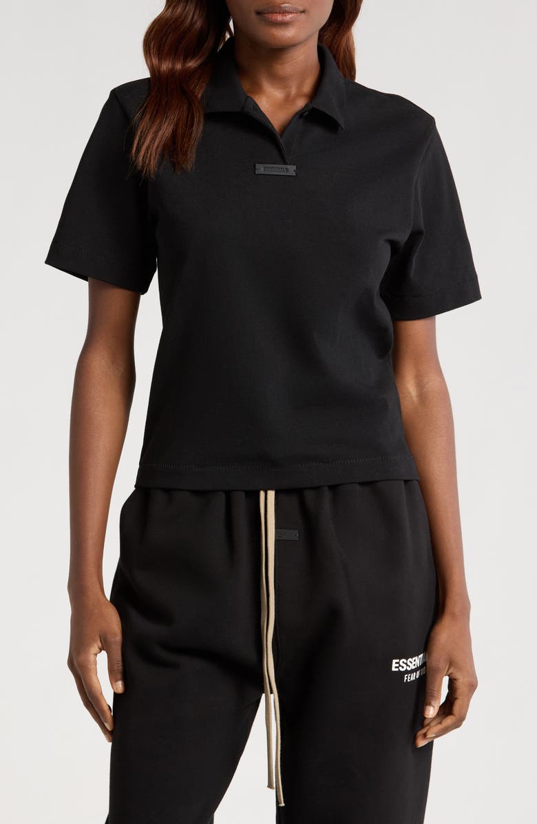 Fear of God Essentials Cotton Blend Piqué Crop Polo, Main, color,