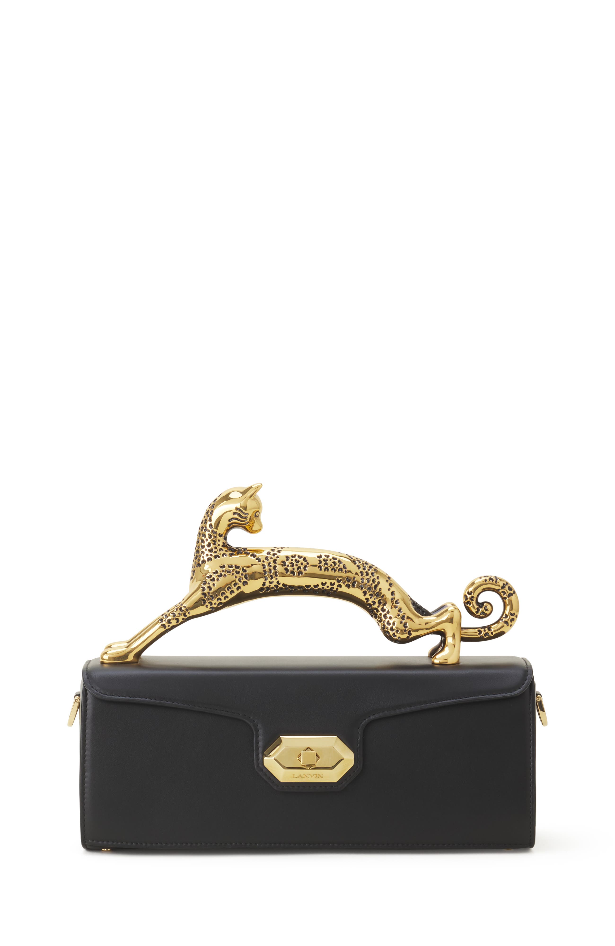 Pencil Cat Bag In Leather, Main, color, Black