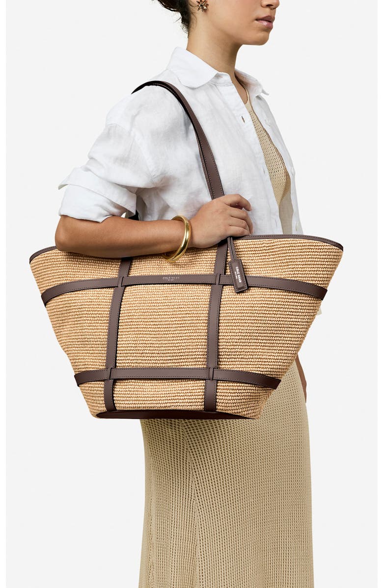 Cole Haan Key West Tote, Alternate, color, Natural Raffia/ Dark Chocolate