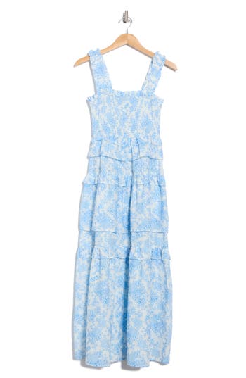 Maisie Floral Smocked Ruffle Cotton Maxi Dress