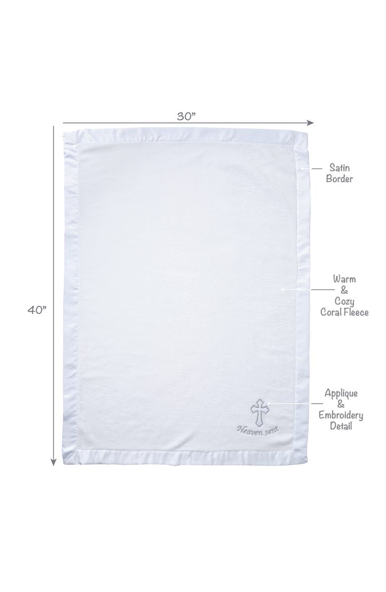 Lambs & Ivy Heaven Sent Baptism/Christening Soft Fleece Baby Blanket, Alternate, color, White