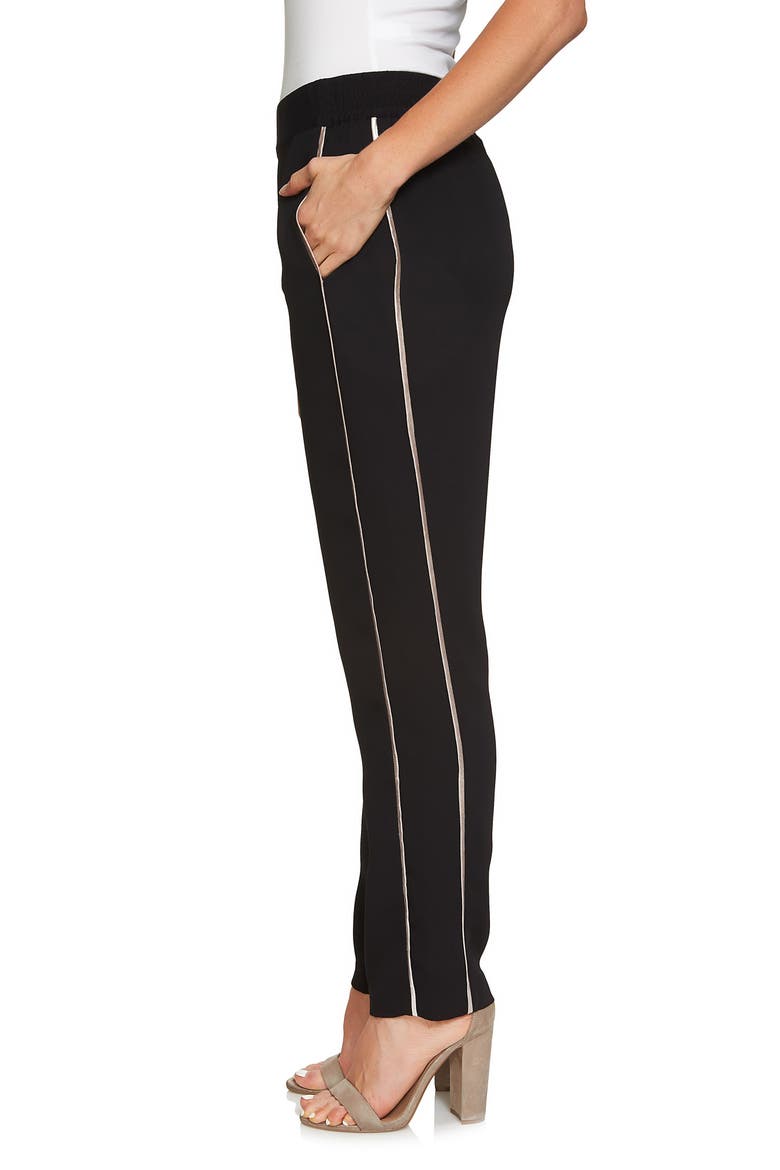 Metallic Stripe Pants, Alternate, color, RICH BLACK