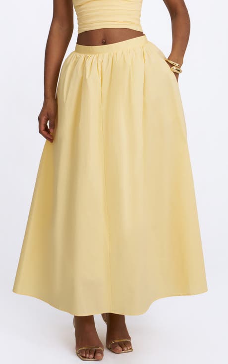 Wina Cotton Poplin Low-Waisted Maxi Skirt