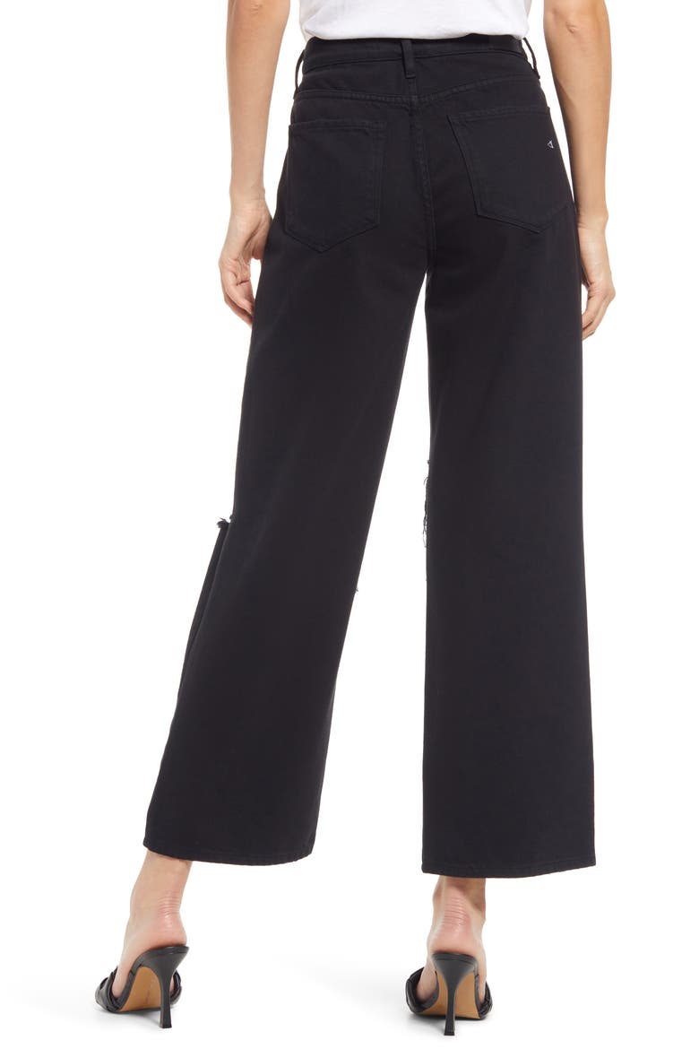 Distressed High Waist Wide Leg Jeans, Alternate, color, BLACK