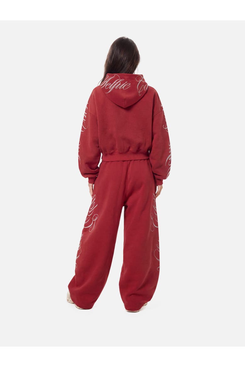 Boxy Embroidery Hoodie Sets, Alternate, color, Red