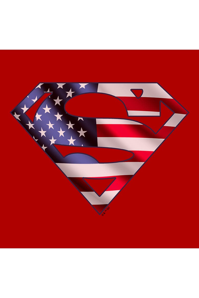 Juniors Superman American Shield Logo T Shirt, Alternate, color, Red