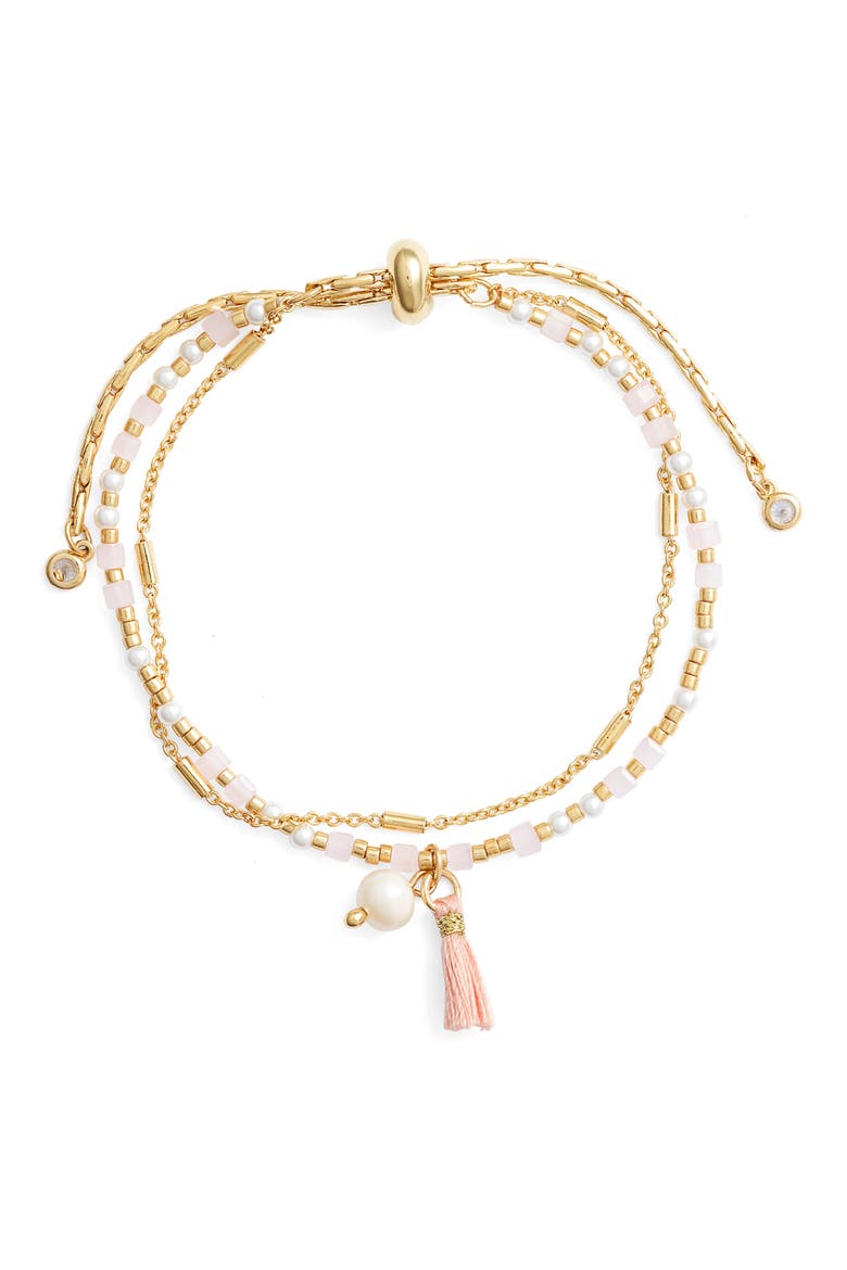 Beaded Layered Bracelet, Main, color, WHITE- BLUSH- GOLD
