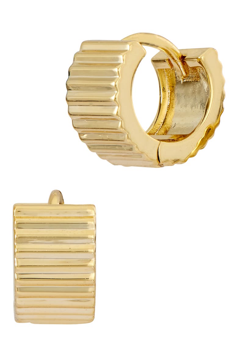Chubby Ribbed Huggie Hoop Earrings, Main, color, YELLOW