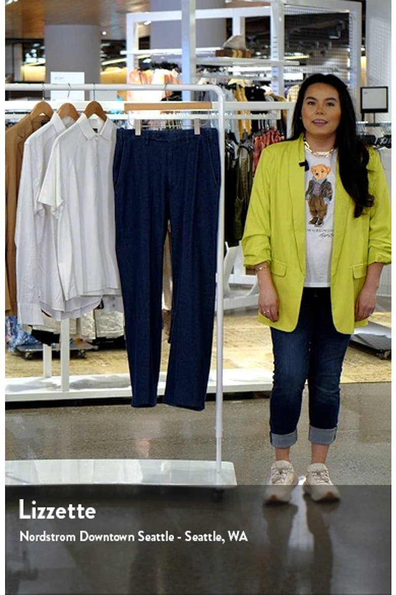 Pleated Self Sizer Waist Flat Front Denim Trousers video