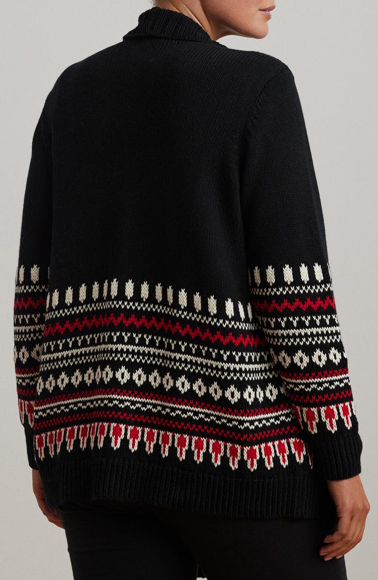 Lauren Ralph Lauren Fair Isle Waterfall Cotton Cardigan, Alternate, color, 