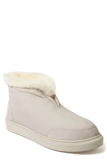 Fireside By Dearfoams Warm Up Water Resistant Genuine Shearling Lined Slipper In Metallic