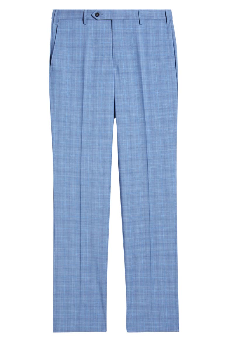Parker Flat Front Plaid Wool Dress Pants, Alternate, color, BLUE