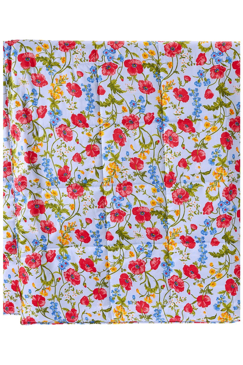 400 Thread Count Premium Supima Cotton No Iron Sateen Comforter, Alternate, color, Clearlake Blue Poppy Floral
