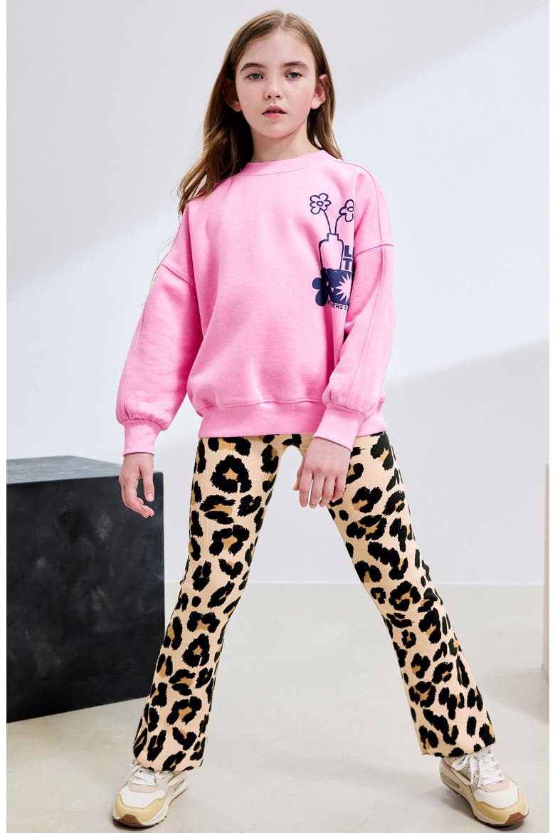 Kids' Crewneck Sweatshirt & Flare Leggings Set, Alternate, color, MULTI