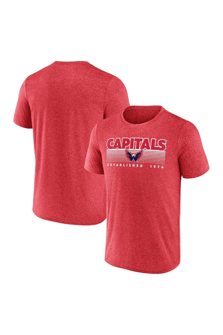 Men's Fanatics Branded Heathered Red Washington Capitals Prodigy Performance T-Shirt, Main, color, Heather Red