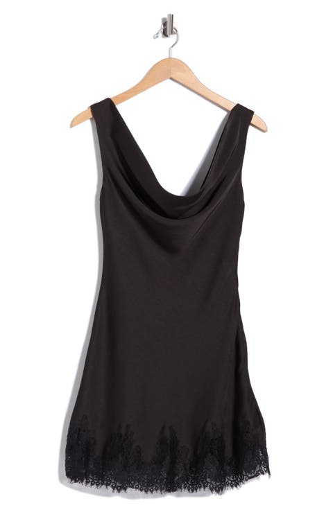 Lace Trim Cowl Neck Minidress