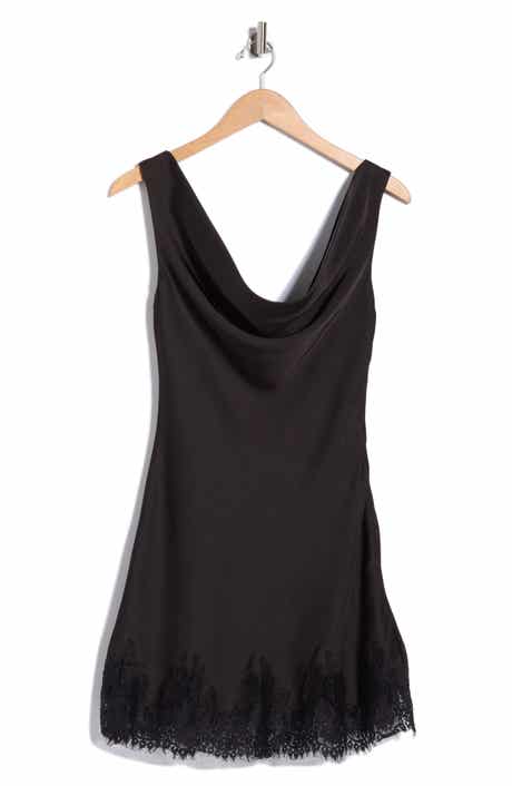 Lace Trim Cowl Neck Minidress