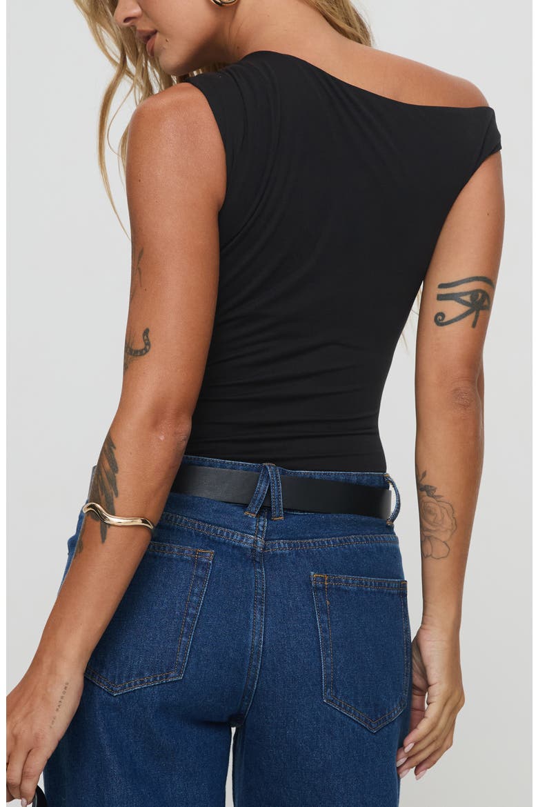 Miyako One-Shoulder Bodysuit, Alternate, color, BLACK