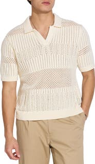 Civil Society Johnny Collar Open Knit Sweater Polo