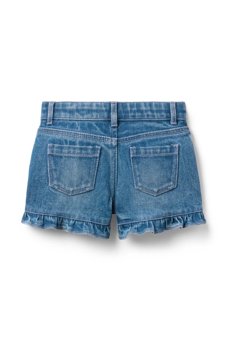 Denim Ruffle Cuff Short In Medium Wash, Alternate, color, Blue