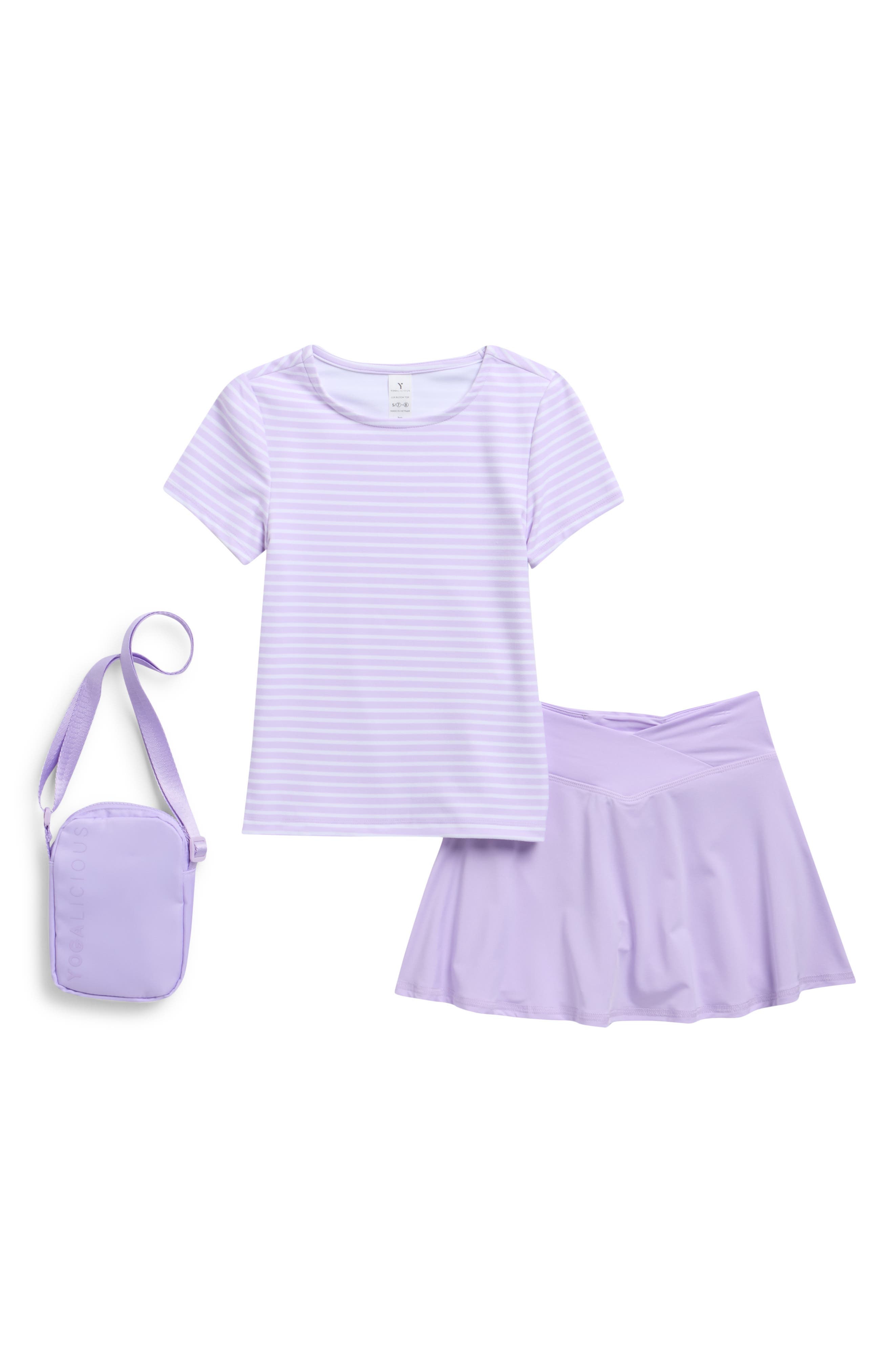 YOGALICIOUS Kids' Lux Bloom T-Shirt, Skirt & Crossbody Bag Set