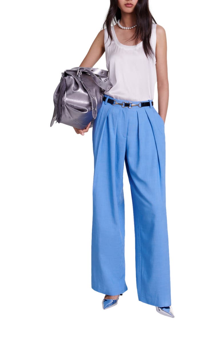 maje Wide-leg suit trousers with pleats, Alternate, color, 