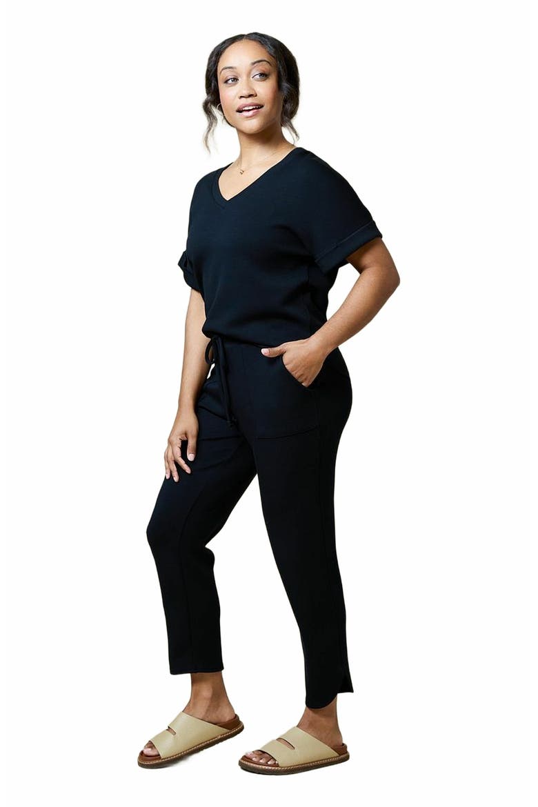Athleisure PureDream V-Neck Lounge Set, Alternate, color, Black