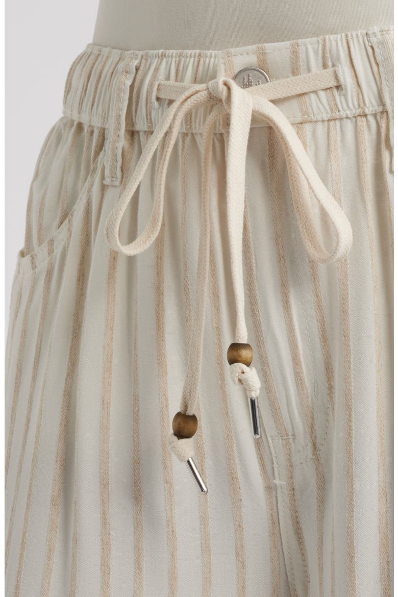 Stripe Drawstring High Waist Wide Leg Jeans, Alternate, color, CREAM