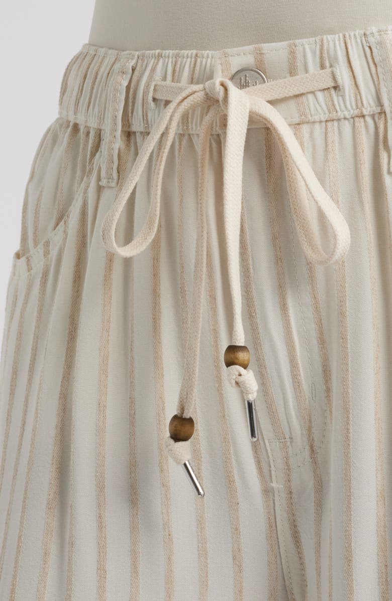 CITY BLUES Stripe Drawstring High Waist Wide Leg Jeans, Alternate, color, Cream