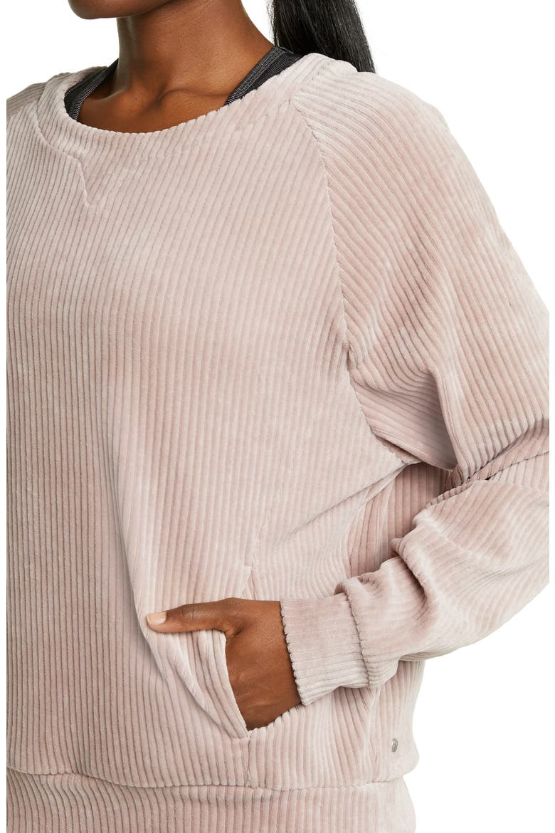 Plush Corduroy Crewneck Sweatshirt, Alternate, color, PINK SPHINX