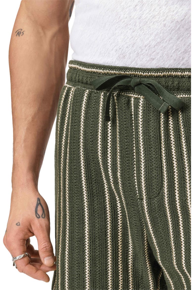 Everson Vertical Texture Stripe Cotton Blend Drawstring Shorts, Alternate, color, MOSS