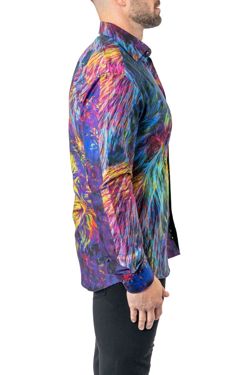 Maceoo Fibonacci Liontrip 20 Multi Contemporary Fit Button-Up Shirt, Alternate, color, Blue
